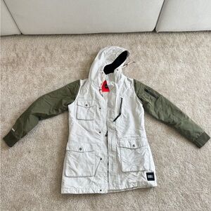Kids White and Green Hooded Jacket